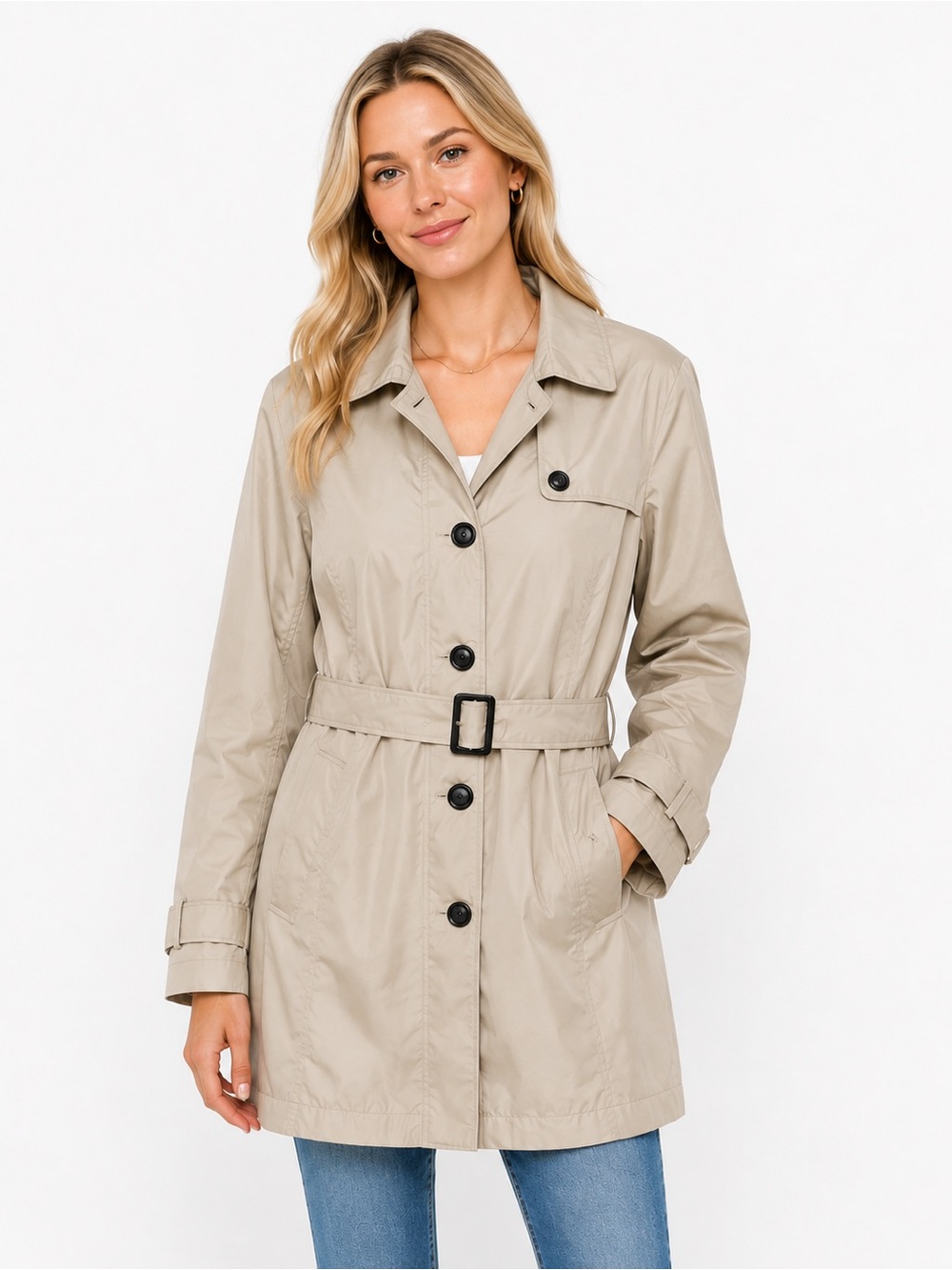 L.L. Bean Women's Light Beige Belted Trench Coat size 2x